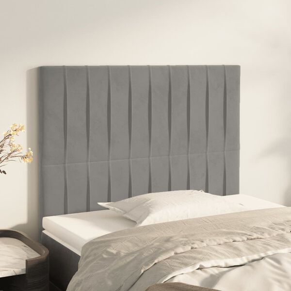 vidaXL T&ecirc;te de lit Gris clair 100x5x118/128 cm Velours