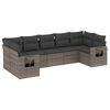 vidaXL Salon de jardin avec coussins 7 pcs gris r&eacute;sine tress&eacute;e