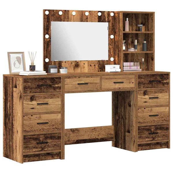 vidaXL Table de Toilette avec tiroir 3 pcs Marron 40 x 41 x 135 cm