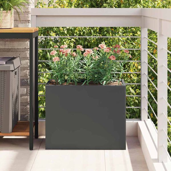 vidaXL Cache-pot de jardin Noir 50 x 32 x 40 cm Acier lamin&eacute; &agrave; froid
