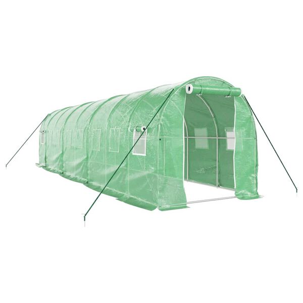 vidaXL Serre avec cadre en acier vert 16 m&sup2; 8x2x2 m