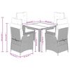 vidaXL Ensemble &agrave; manger de jardin coussins 5pcs Noir R&eacute;sine tress&eacute;e