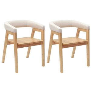 vidaXL Chaises de salle &agrave; manger 2 pc Bois de Caoutchouc Massif