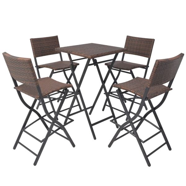vidaXL Ensemble &agrave; manger d'ext&eacute;rieur pliable 5pcs Acier R&eacute;sine tress&eacute;e