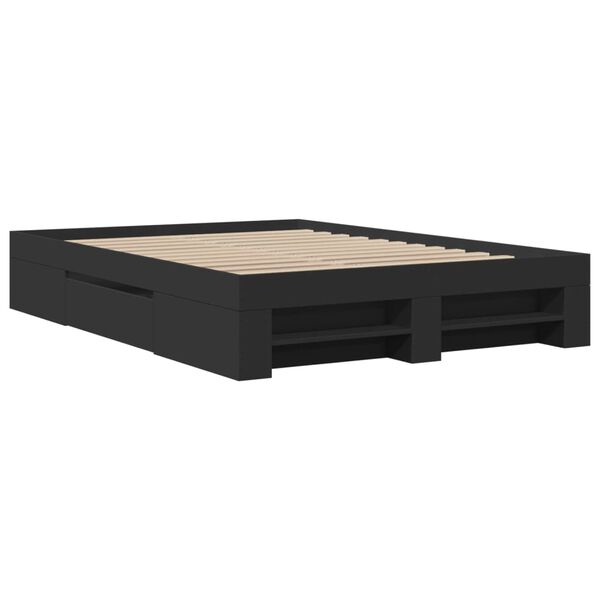 vidaXL Cadre de lit sans matelas noir 140x200 cm bois d'ingénierie