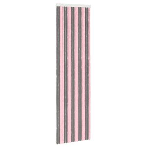 vidaXL Rideau anti-insectes en chenille Gris Argent et Rose