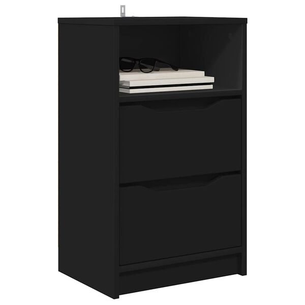 vidaXL Tables de chevet 2 pcs Noir 40 x 30 x 467 cm Bois d'ing&eacute;nierie