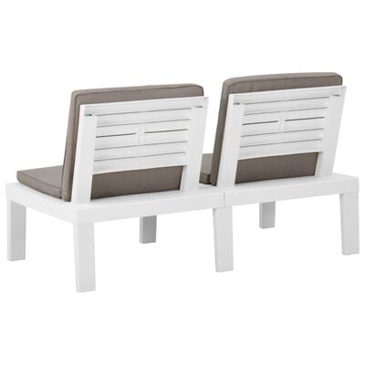 vidaXL Bancs de salon de jardin avec coussins lot de 2 Plastique Blanc