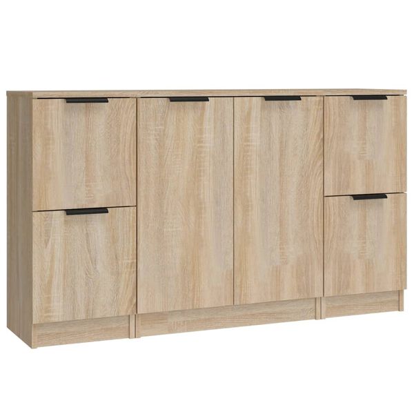 vidaXL Buffets 3 pcs Ch&ecirc;ne sonoma Bois d'ing&eacute;nierie