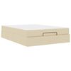 vidaXL Cadre de lit avec matelas 2 pi&egrave;ces Cr&egrave;me tissu