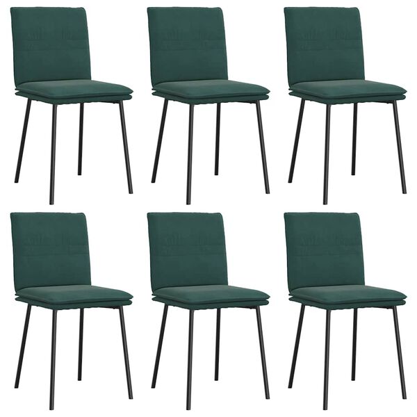vidaXL Chaises à manger lot de 6 vert foncé velours