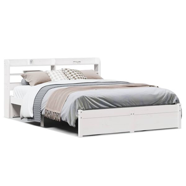 vidaXL Cadre de lit avec t&ecirc;te de lit sans matelas blanc 120x190 cm