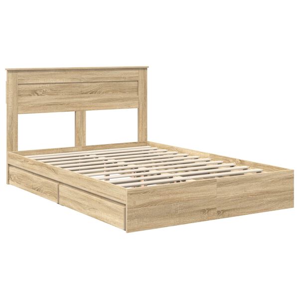 vidaXL Lit de Rangement Ch&ecirc;ne Sonoma 160 x 200 cm Bois d'ing&eacute;nierie