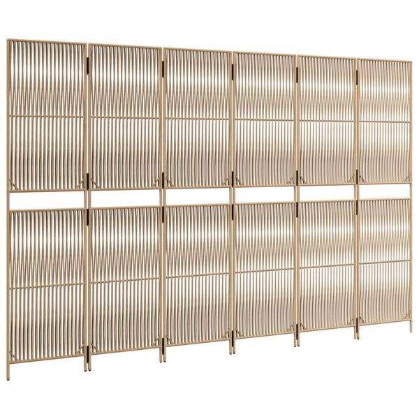 vidaXL Cloison de s&eacute;paration 6 panneaux beige r&eacute;sine tress&eacute;e