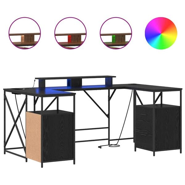 vidaXL Bureau Chêne noir 182 x 101 x 87,5 cm Bois d'ingénierie