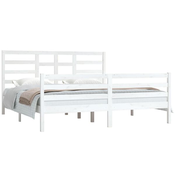 vidaXL Cadre de lit sans matelas blanc bois massif 180x200 cm