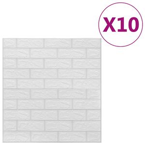 vidaXL Papier peint 3D autoadh&eacute;sif Briques 10 pcs Blanc