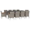 vidaXL Ensemble &agrave; manger de jardin 11pcs avec coussins gris poly rotin