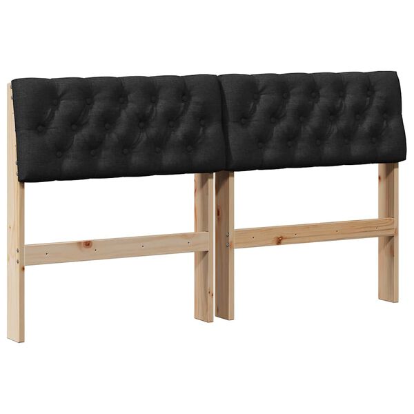 vidaXL T&ecirc;te de lit capitonn&eacute;e Noir 160 cm Pin massif