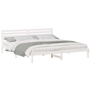 vidaXL Cadre de lit avec t&ecirc;te de lit Blanc 200 x 220 cm Pin massif
