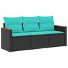 vidaXL Salon de jardin 3 pcs avec coussins noir r&eacute;sine tress&eacute;e