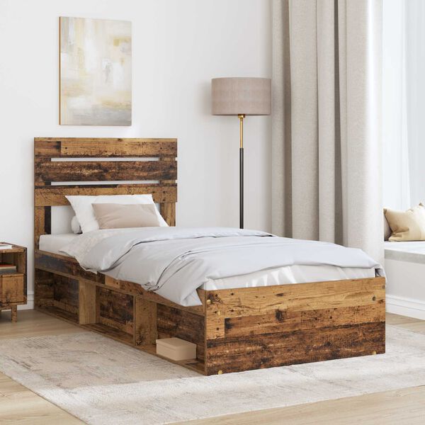 vidaXL Cadre de lit Bois ancien 90 x 190 cm Pin massif