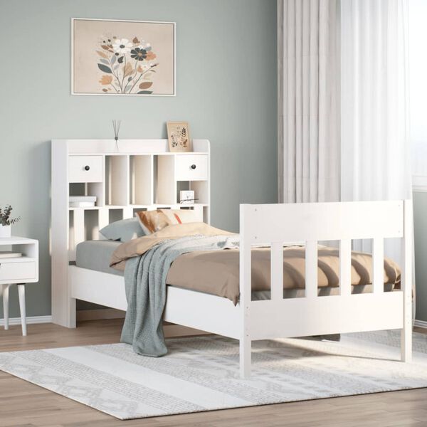vidaXL Cadre de lit sans matelas blanc 75x190 cm bois de pin massif