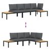 vidaXL Salon de jardin 3 pcs avec coussins noir aluminium