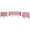 vidaXL Ensemble de canap&eacute; Chesterfield et traversins 3pcs rose velours