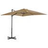 vidaXL Parasol de jardin en porte-&agrave;-faux et poteau en aluminium taupe