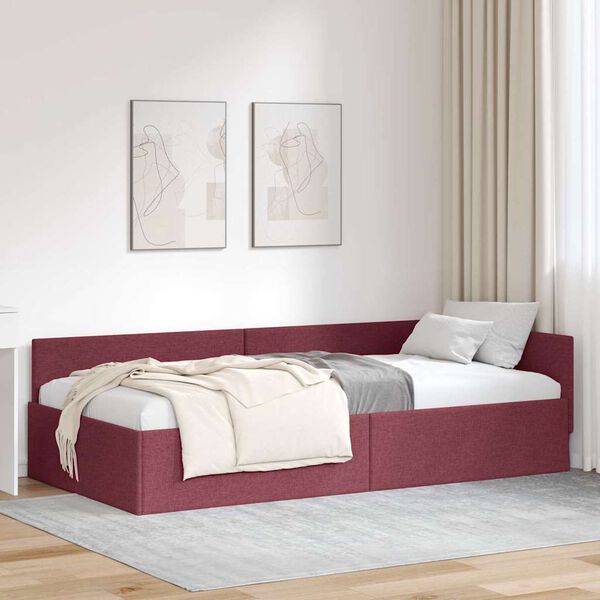 vidaXL Cadre de lit d'angle Bordeaux 80 cm x 200 cm Velours