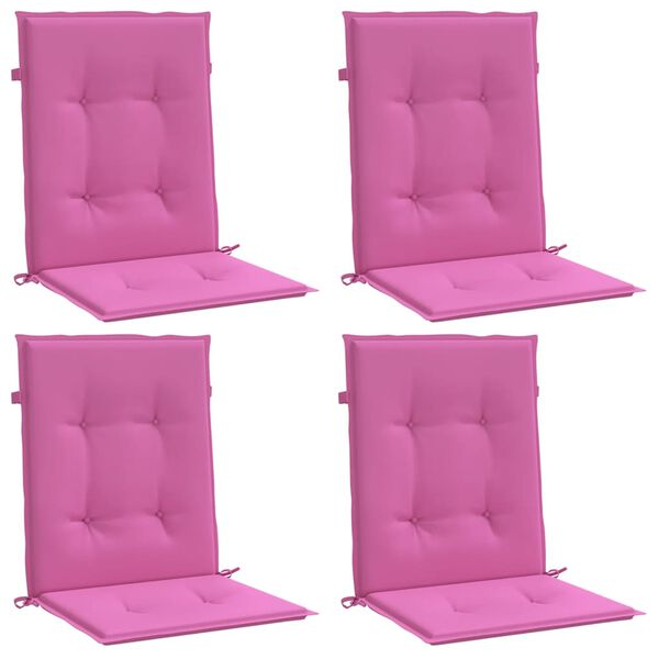 vidaXL Coussins de chaise &agrave; dossier bas lot de 4 rose tissu
