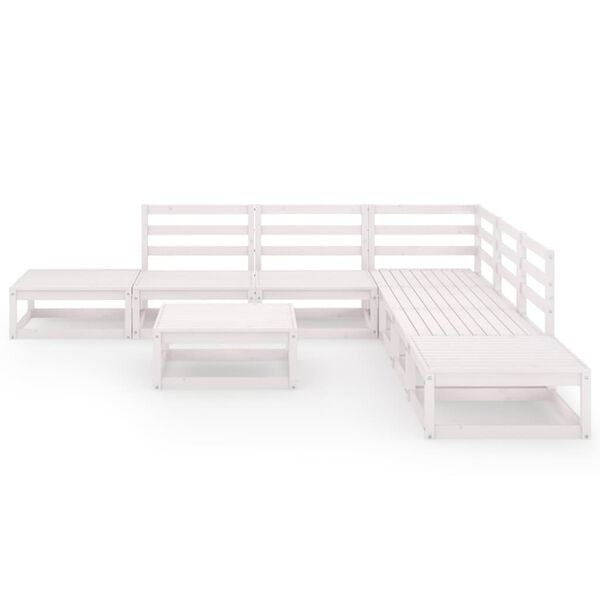 vidaXL Salon de jardin 8 pcs Blanc Bois de pin massif