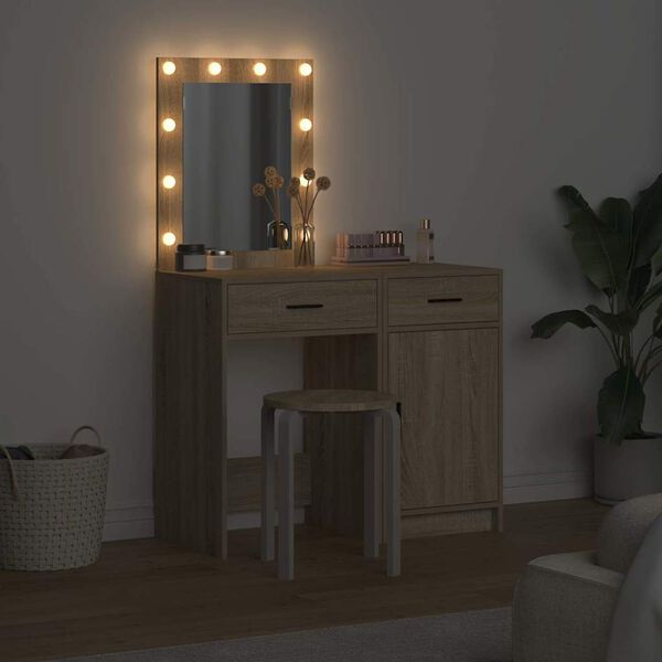 vidaXL Table de Toilette avec tiroir 2 pcs Marron 50 x 41 x 135 cm
