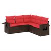 vidaXL Ensemble de canap&eacute; de jardin 5 pcs avec coussins marron r&eacute;sine tress&eacute;e
