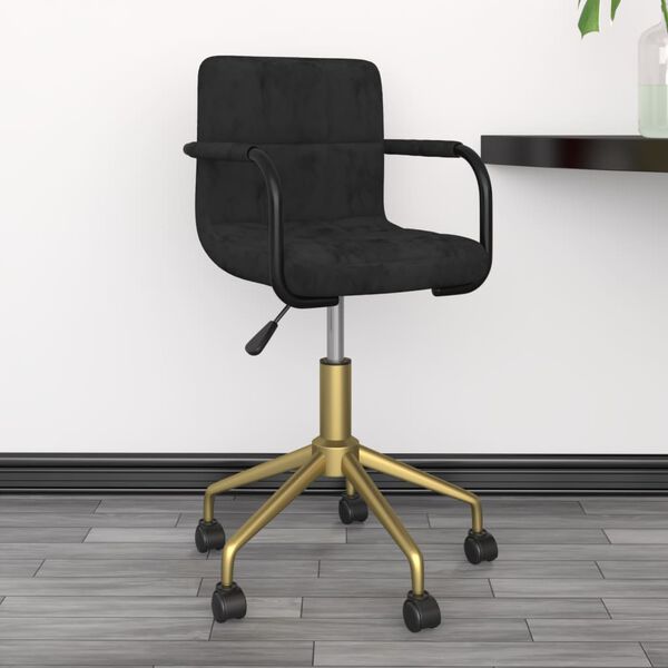 vidaXL Chaise pivotante de salle &agrave; manger Noir Velours