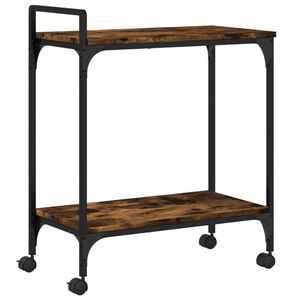 vidaXL Chariot de cuisine ch&ecirc;ne fum&eacute; 60,5x31x72,5 cm bois d'ing&eacute;nierie