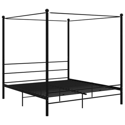 vidaXL Cadre de lit à baldaquin Noir Métal 180x200 cm