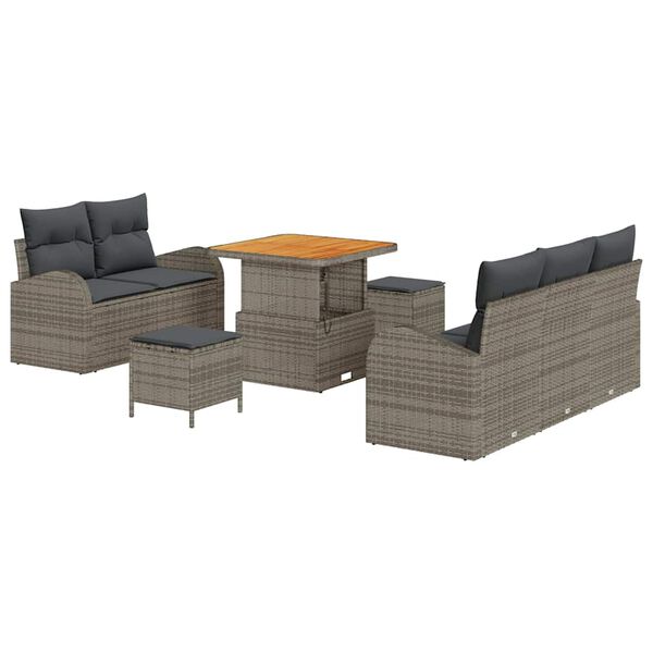 vidaXL Ensemble de canap&eacute; de jardin avec coussin 8 pcs Gris