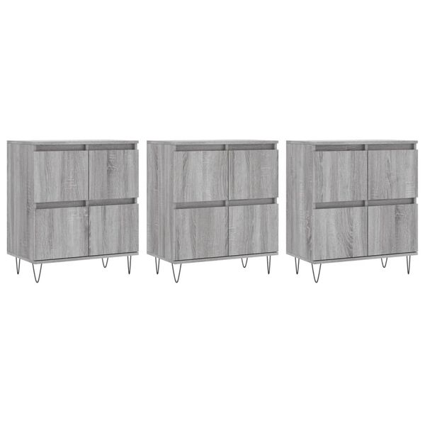 vidaXL Buffets 3 pcs Sonoma gris Bois d'ing&eacute;nierie