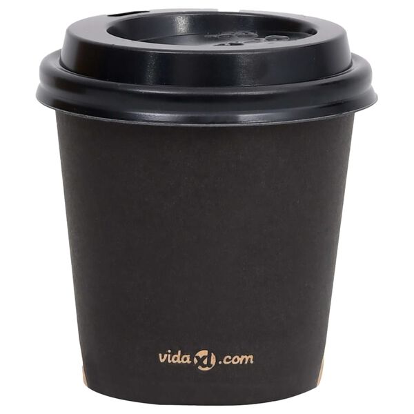 vidaXL Tasses &agrave; caf&eacute; en papier avec couvercles 120 ml 500 pcs Noir