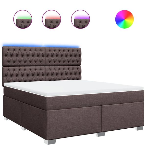 vidaXL Sommier &agrave; lattes de lit avec matelas Marron fonc&eacute; 180x200 cm