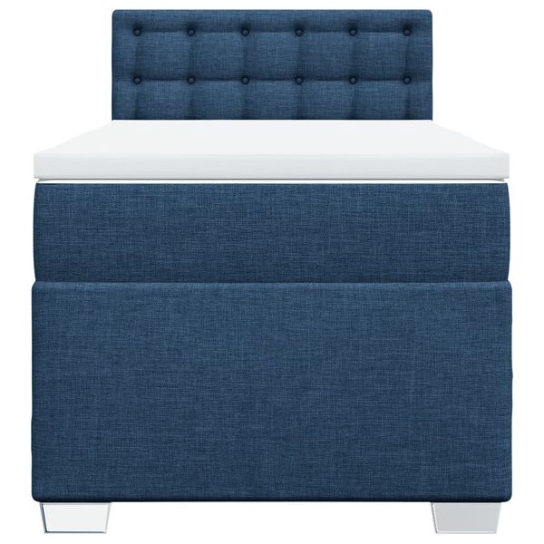 vidaXL Sommier &agrave; lattes de lit avec matelas Bleu 100x200 cm Tissu