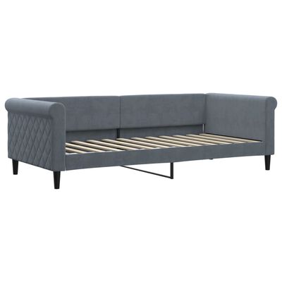 vidaXL Lit de jour avec gigogne et matelas gris foncé 90x200cm velours