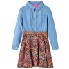 Robe pour enfants &agrave; manches longues bleu marine et bleu denim 104