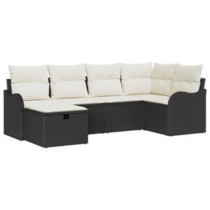 vidaXL Ensemble de canap&eacute; de jardin avec coussin 6 pcs Noir Poly rotin