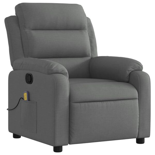 vidaXL Fauteuil inclinable de massage gris fonc&eacute; tissu