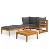 vidaXL Salon de jardin 3 pcs avec coussins gris fonc&eacute; Bois d'acacia