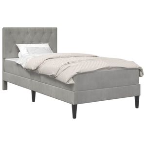 vidaXL Cadre de lit avec matelas Gris clair 90 x 190 cm Velours