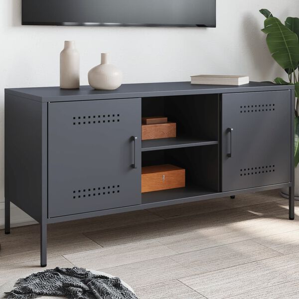 vidaXL Meuble TV anthracite 100,5x39x50,5 cm acier